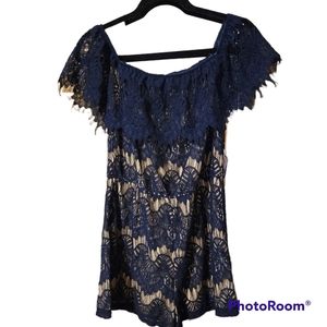 Rue 21 Lacey Navy Blue Romper